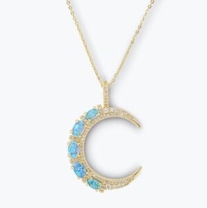 Melinda Maria She's an Icon Moon Necklace Gold | Blue Opal New ✨️ FIRM